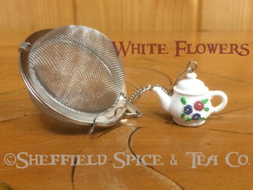 Teapot White Flowers Tea Infuser