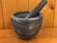 grey marble mortar and pestle