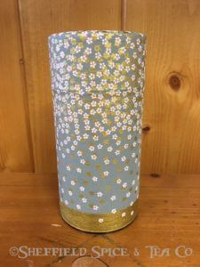 6" paper tea canister flower gold
