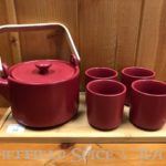 asian ceramic handled 4 cup tea set red