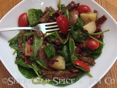 steak & wilted spinach salad