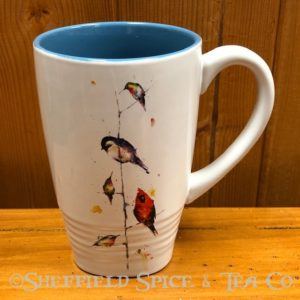tea latte mug birds branch