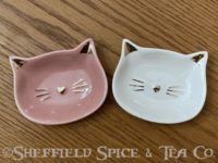 ceramic cat face trinket trays both