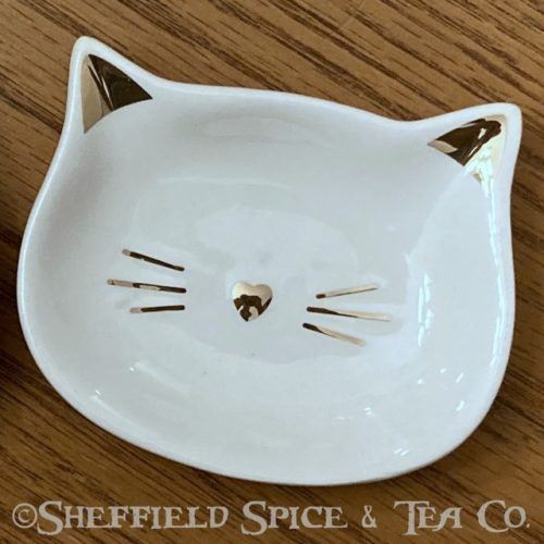 ceramic cat face trinket trays white