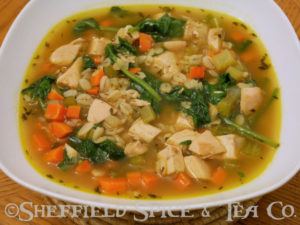 chicken barley soup bowl