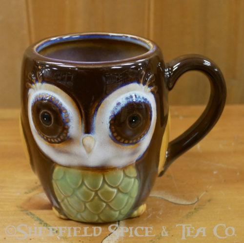porcelain owl cup brown