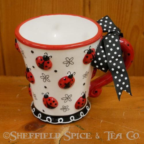 lady bug tea mug with bow