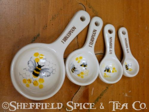 ceramic measuring spoons-honey bees