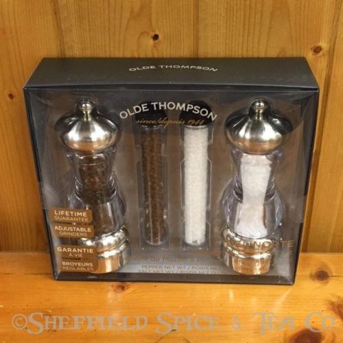 olde thompson del norte silver salt & pepper mill set